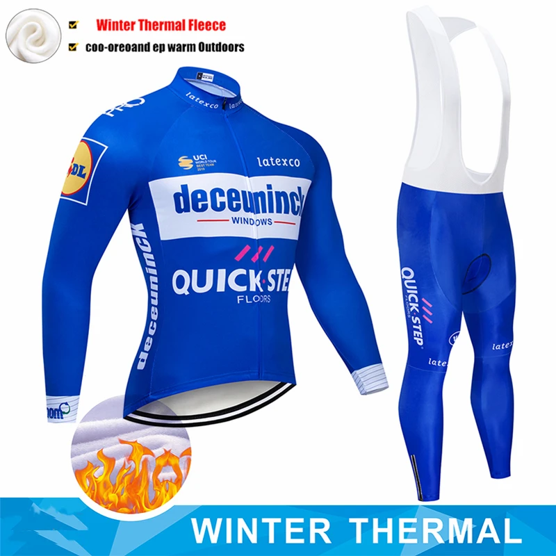 QUICK STEP Pro Team велосипедная Джерси, Зимняя Теплая Флисовая велосипедная одежда, набор велосипедных комбинезонов и штанов, MTB Ropa Ciclismo Maillot одежда