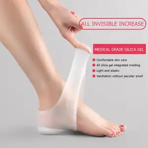 Invisible Height Increase Socks Women Men Heel Pads Silicone Gel Lift 