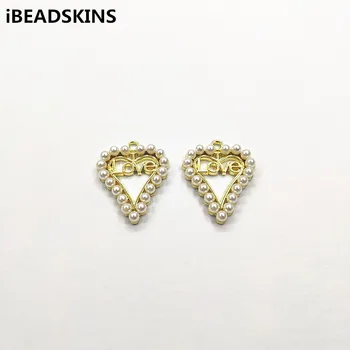 

New arrival! 26x21mm 50pcs Imitation pearl Heart Shape charm/Connectors for Jewelry/Earring Accessories/Earring parts DIY