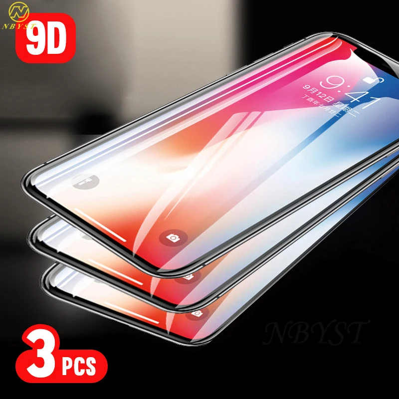

3-1PCS 9D Protective Glass for iPhone 7 8 Xr X Xs Max 5s 6 6S Plus Screen Protector for iPhone Xr X Xs Max 5 6 7 8 Tempered Flim