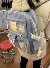 SEETIC-mochila de nailon con múltiples bolsillos para mujer, morral kawaii para chica de la escuela, bolsa de viaje impermeable de alta capacidad