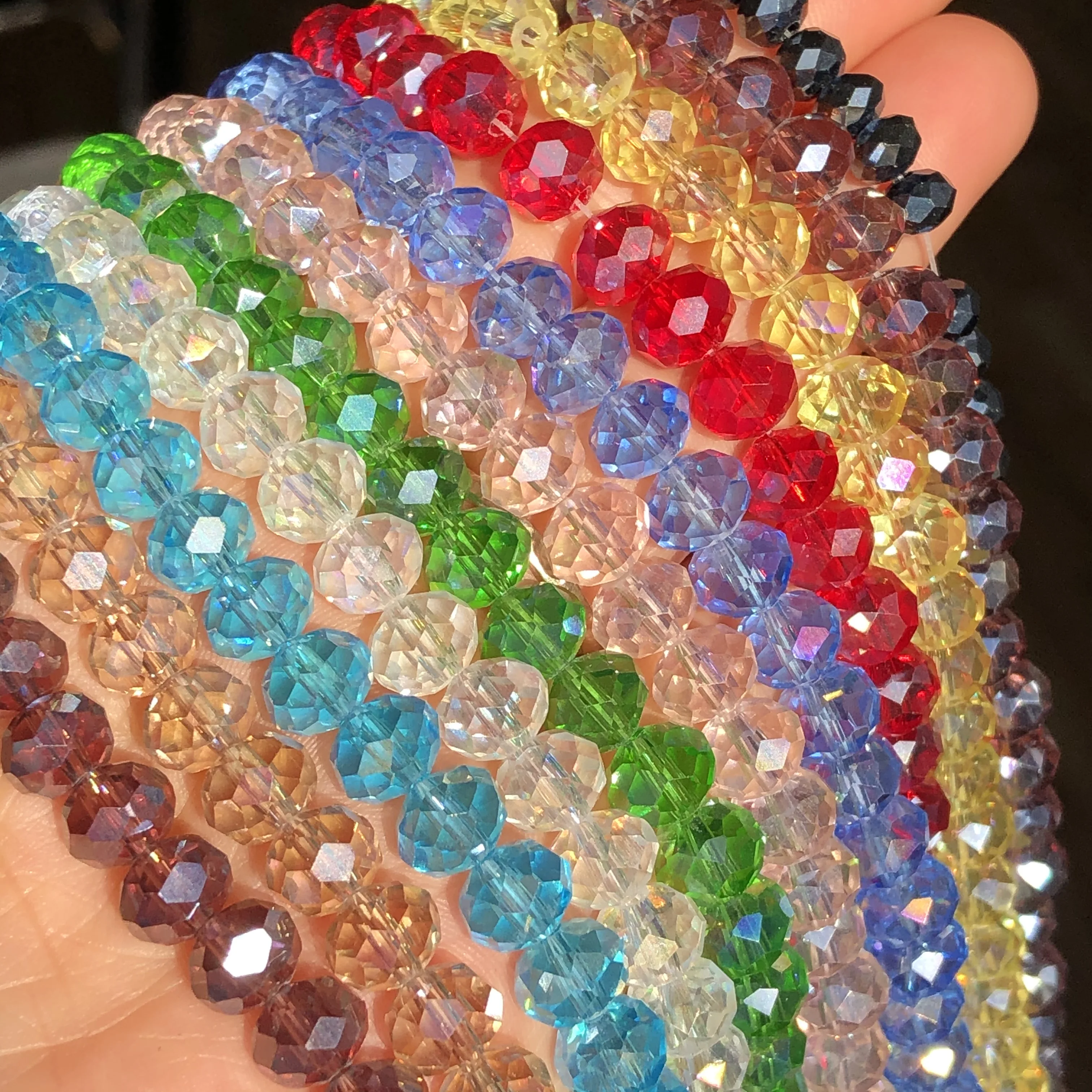 Perles de verre boîte Perles plates Perles de cristal 4/6/8 avec un rouleau  de fil élastique Diy Bijoux Accessoires