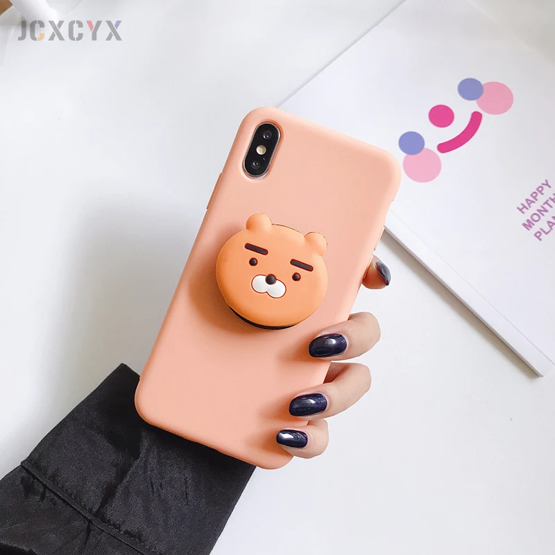 3D Bear crocodil Cartoon Soft phone case for iphone X XR XS 11 Pro Max 6 7 8 plus Holder cover for samsung S8 S9 S10 A50 Note 8