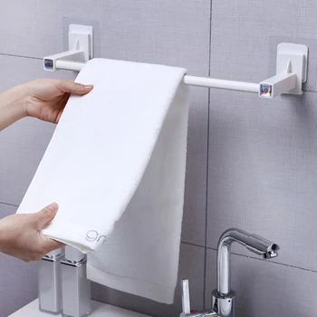

Punch Free DIY Home Towel Rack Bathroom Cloth Hooks Holders Suction Cup Wall-mounted Hotel Furniture Space Aluminum Kitchen