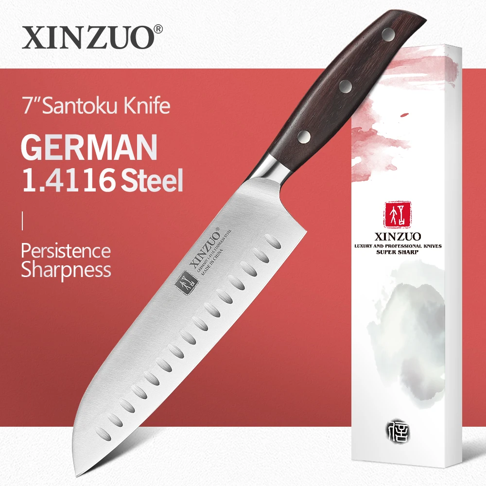 XINZUO 7 дюймовый нож сантоку немецкий DIN1.4416 стальной кухонный острый шеф повара из