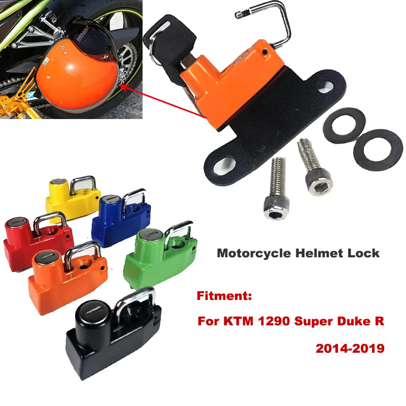 

Aluminum Six color Motorcycle Anti-theft Security Password Helmet Lock Fits For KTM 1290 Super Duke R 2014 2015 16 17 2018 2019