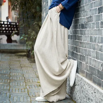 

[EWQ] 2020 Spring Summer New Arrivals High Waist Wide Leg Solid Pattern Loose Casual Women Length Pants AW33600S