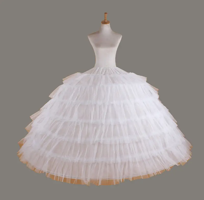 New Hot Sell 6 Hoops Big White Petticoat Super Fluffy Crinoline Slip Underskirt For Wedding Dress Bridal Gown In Stock