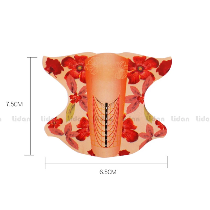 100 Sheet Nail Paper Tray Butterfly Pattern Acrylic French Tips Gel Extension Tray Sticker Guide Nail Art Self-Adhesive Forms