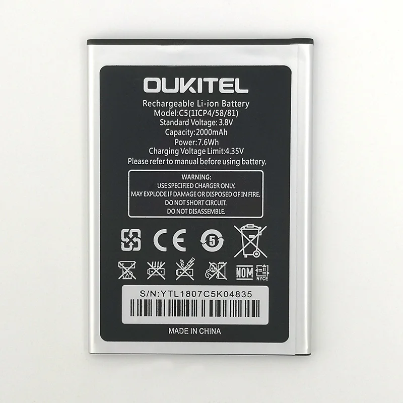

2000mAh C5 Battery For OUKITEL C5 PRO / C5 Mobile Phone In Stock Latest Production High Quality Battery+Tracking Number