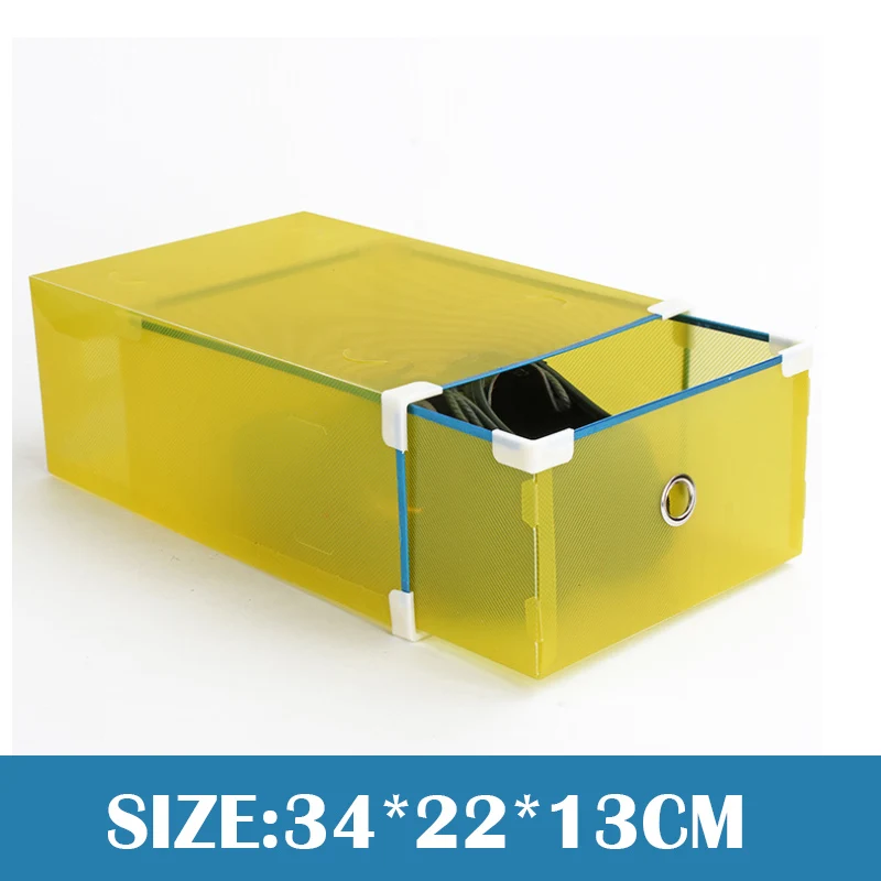 men yellow(5pcs) 5 шт. утолщенный ящик коробка для хранения обуви прозрачный пластиковый органайзер обуви чехол Штабелируемый прямоугольник PP коробки для обуви Органайзер - Цвет: men yellow(5pcs)