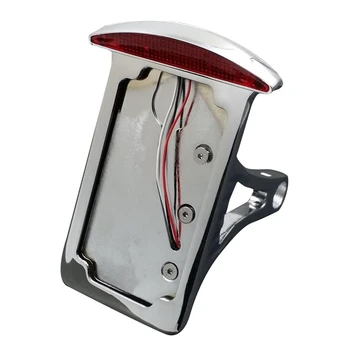 

Chrome Flat Side Mount License Plate Bracket with LED Tail Brake Light for Suzuki Honda Kawasaki Yamaha V-Star Vstar 950