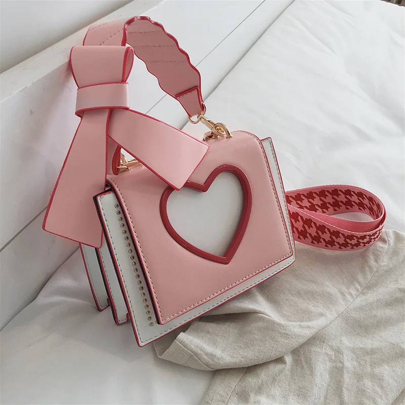 

Love Pouch Women's bag 2020 New Korean Style Cute Fairy Hand Bag Wide Shoulder Strap Messenger Bag Casual Shoulder Bag