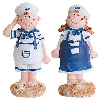 

2pcs Ornaments Mediterranean Navy Lovers Statue Doll Adornment Decoration for Kids