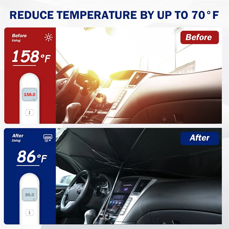 Auto Windschutzscheibe Sonnenschirm Sommer Sonnenschutz Wärmedämmung Tuch für Auto Front Schattierung Regenschirm Typ Sonnenschutz für Auto Fenster – Detail 3