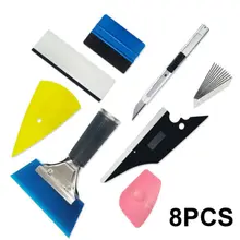 8 PCS/Set Car Glass Protective Film Car Window Wrapping Tint Installing Tool Including Squeegees Scrapers Film Cutters
