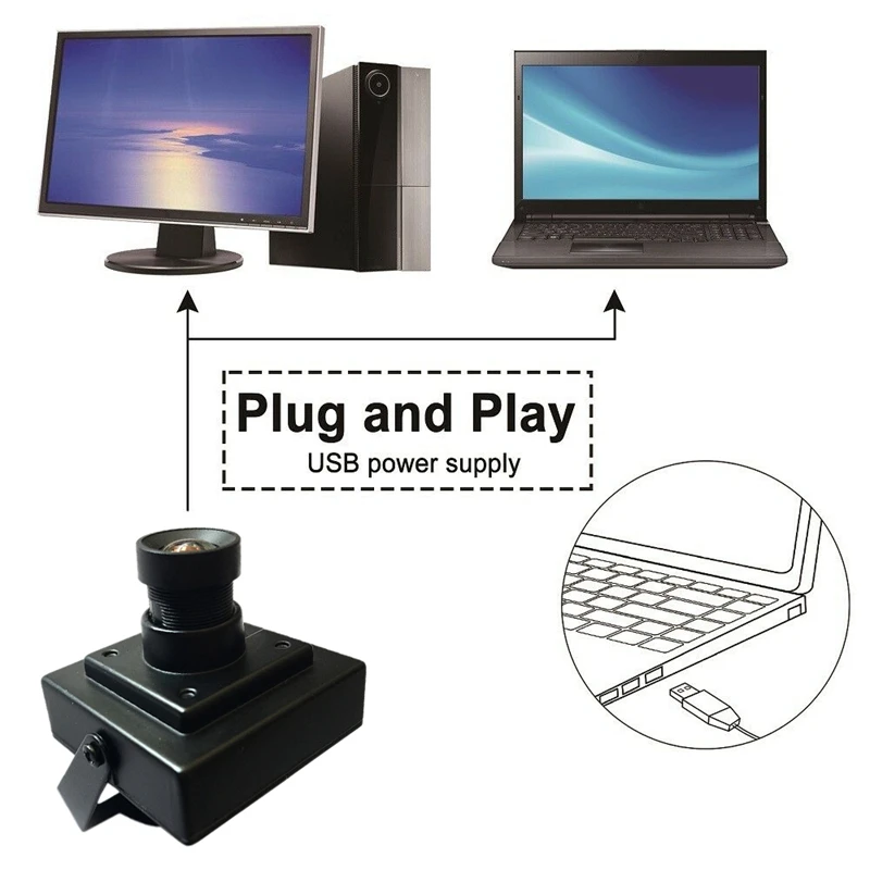 2-мегапиксельная плата модуля USB камеры 120 ° 1080P OV2710 CMOS сенсор 2,8 мм объектив Цифровое шумоподавление