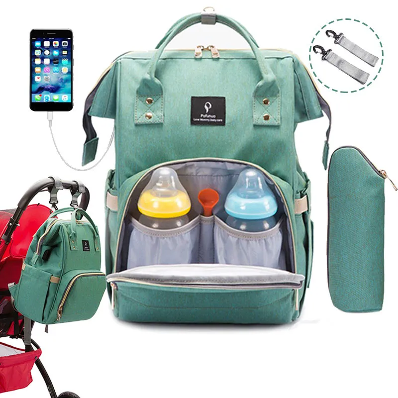 

Baby Diaper Bag With USB Interface Large Maternity Bag with Hooks Waterproof Baby Bags for Mummy Nappy Maternity Bag Backpack