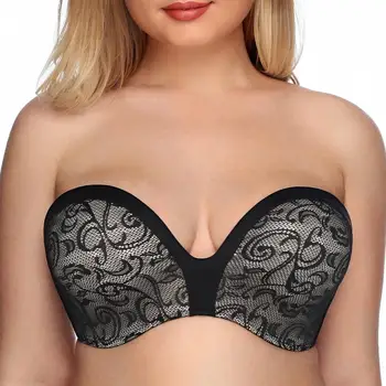

Strapless Bra Women Invisible Non-slip Underwear Push Up Bralette Plus Size Silicone Seamless Wireless Brassiere Femme Lace BH