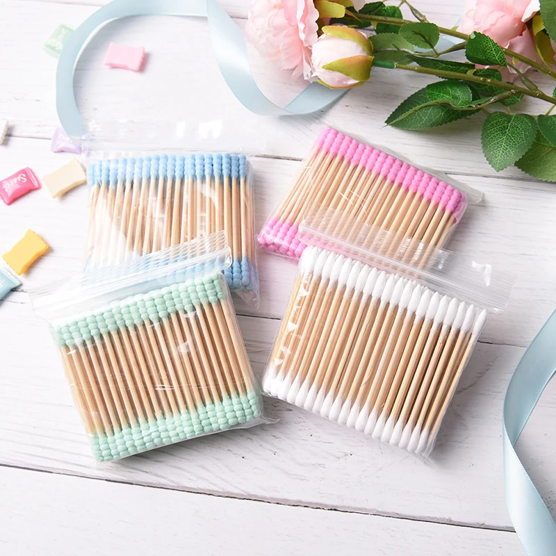 25/100Pcs/lot Cosmetic Cotton Swab Stick Double Head Ended Clean Cotton Buds Ear Clean Tools For Children Adult