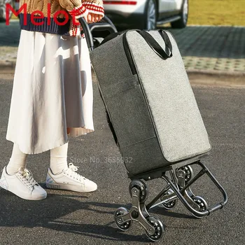 

Cheap Foldable Shopping Cart With Wheel Thicken Rod Luggage Climbing Trolley Heavy Bearing Portable Waterproof Shopping Bag
