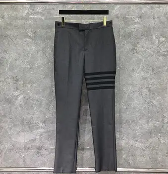 2021 Fashion Pants Men Casual Suit Pants Gray Business Striped Spring And Autumn Formal Trousers ins