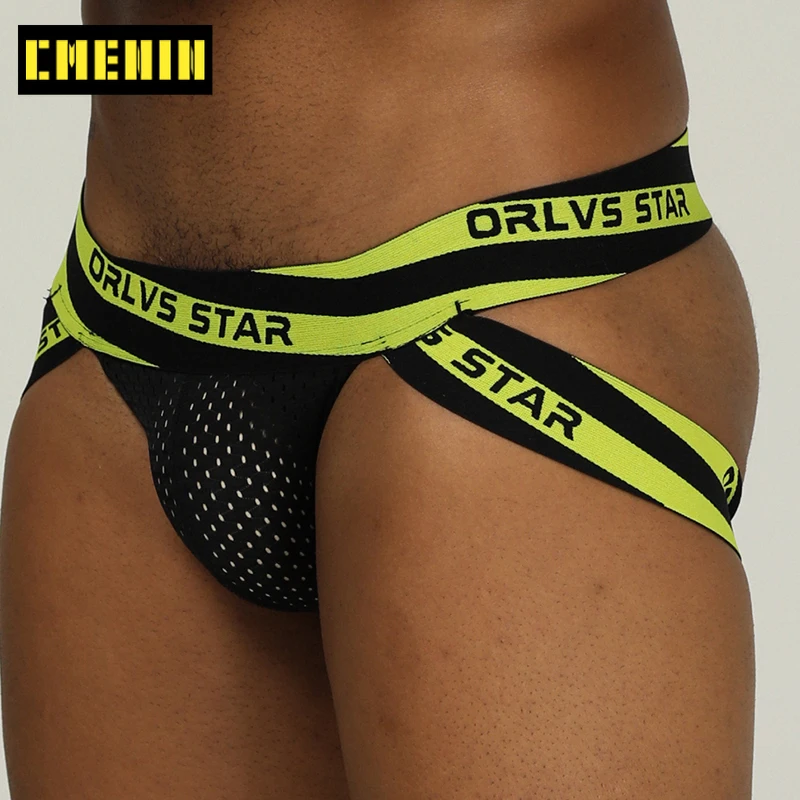 Мужские трусы стринги из сетчатой ткани черные дышащие брифы в сетку джоки