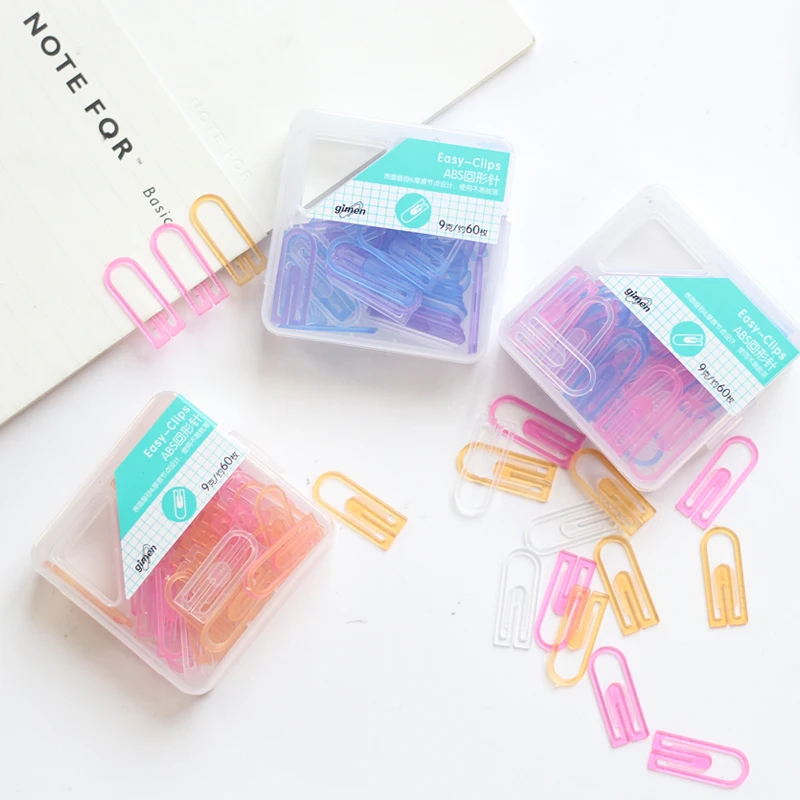 

4 Box/240 pcs Total Colored Paper Clips Multipurpose Plastic Clip Bookmark Office Work Accessories School Student Supplies H6480