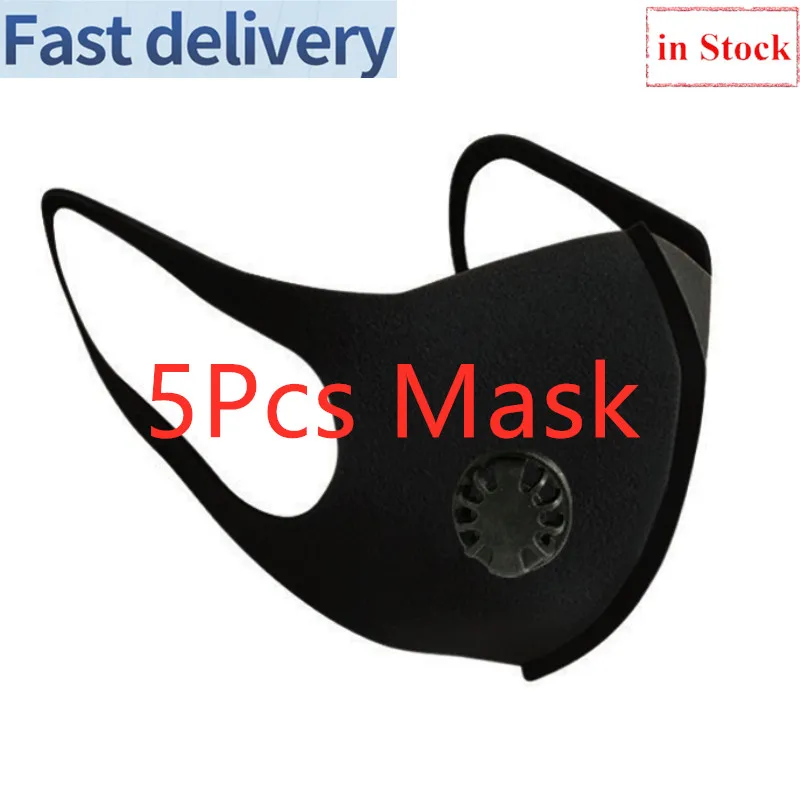 

5Pcs dust-proof PM2.5 single valve mask Anti-fog Mascarillas activated carbon filter black riding masque Muffle carbon filter