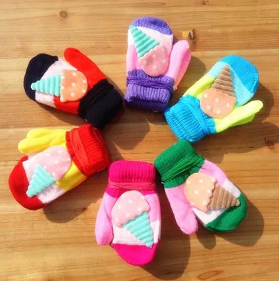 

CHILDREN'S Gloves Autumn And Winter Warm plus Velvet Baby Small Gloves Girls Cute Cartoon Infants Bag Refers to Halter BOY'S