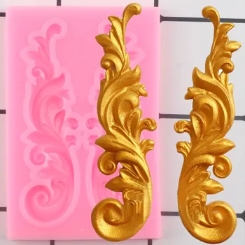 

Monogram Relief Silicone Molds Baroque Scroll Flower Cake Border Fondant Cake Decorating Tools Candy Chocolate Gumpaste Moulds