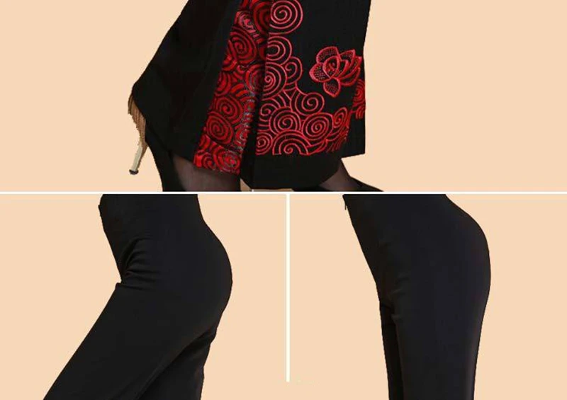 Middle-aged Tang suit pants брюки женские women's pants embroidered trousers ladies wide leg high waist pants