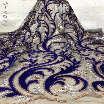 

Latest African Lace Fabric 2020 High Quality Velvet Lace With Sequins Pink Nigerian Lace Fabrics For Wedding Dress 5 Yards