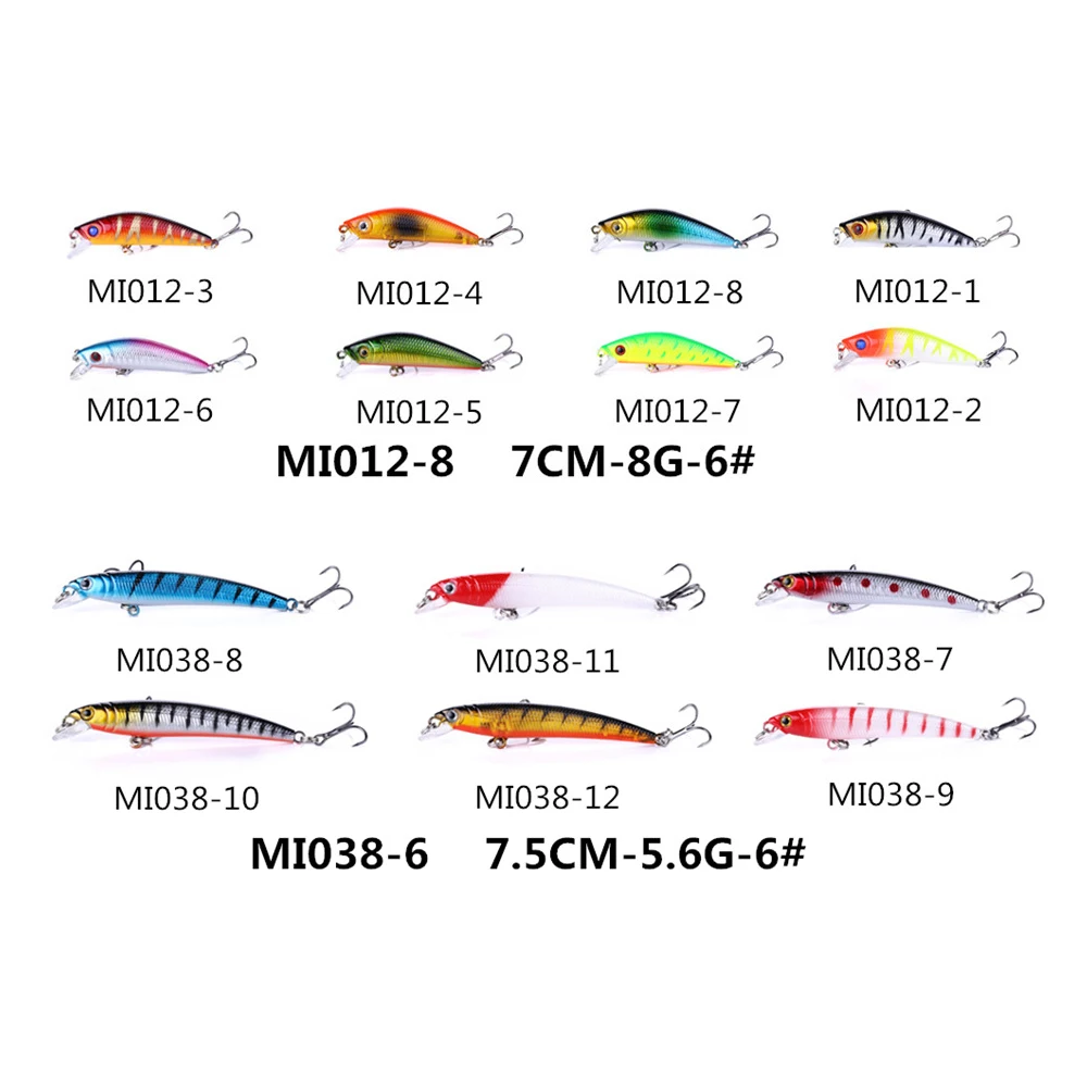 56 шт./лот Смешанная 8 модель приманка для рыбалки Minnow isca искусственная