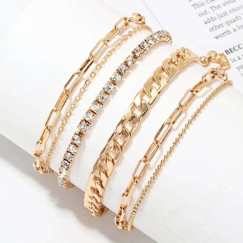 Fasion Punk Ankle bracelets Gold Color Anklets for Women Rhinestone Summer Beach on the Leg Accessories Cheville Foot Jewellery Fasion Punk Ankle bracelets Gold Color Anklets for Women Rhinestone Summer Beach on the Leg Accessories Cheville Foot Jewellery