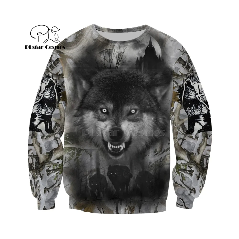 Толстовка мужская с 3D принтом волка брендовый свитшот качественный пуловер