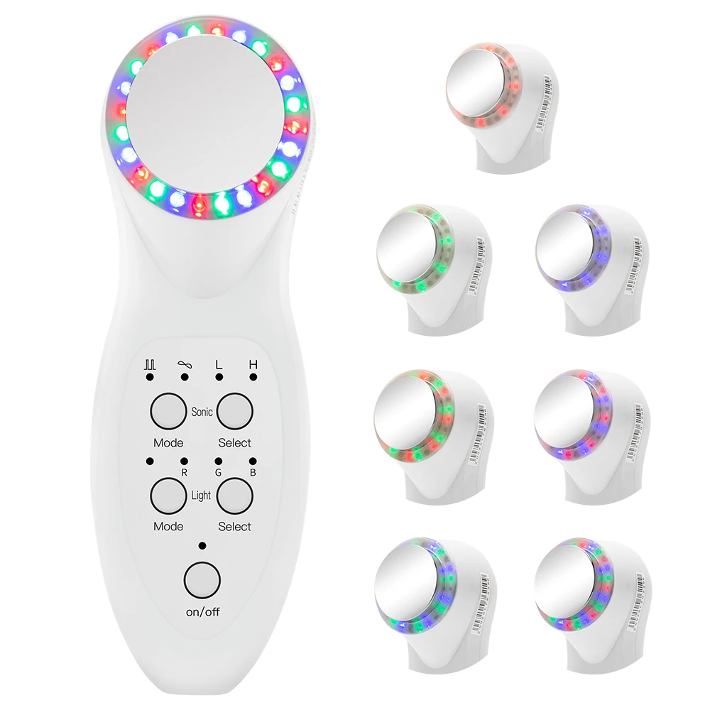 Ультразвуковой 7 цветов светодиодный фотонный Массажер для восстановления кожи