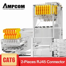 AMPCOM – Fiche modulaire RJ45 à CAT6, connecteur plaqué de 50 µg d'or, à l'extremité doublement sertie 8P8C, pour câble Ethernet, en vrac