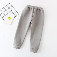 Новое поступление; зимние детские спортивные штаны в Корейском стиле; однотонные плотные теплые повседневные брюки для мальчиков