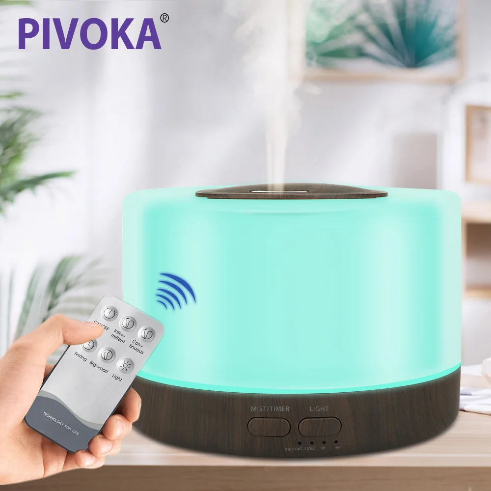 

PIVOKA 500ml Remote Control Air Humidifier Aroma Diffuser Essentiel Oil Aromatherapy Mist Maker LED Light 7 Clour Housing 316