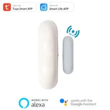 

CR2 Battery Built-In Tuya Wireless WiFi Door Window Sensor Alexa Google Voice Command Check ON/FF Status APP Remote Control