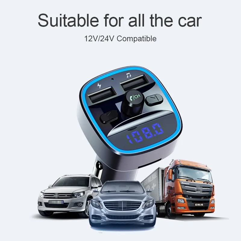 Автомобильный fm-передатчик QC3.0 беспроводной Bluetooth MP3-плеер Handsfree Dual USB Автомобильное быстрое зарядное устройство 3.1A автомобильный аудио адаптер питания