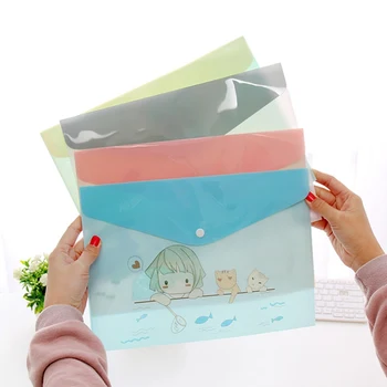 

1PC Waterproof Multi Pocket Plastic Kawaii File Folder Bag Document Paper Organizer Case Office School Stationery Supplies