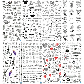 

5PCS / Set Infinito Infinity Tattoo Sleeves Face Fake For Woman Diamond Letter Women Heartbeat Tatoo Flower Temporaire Homme