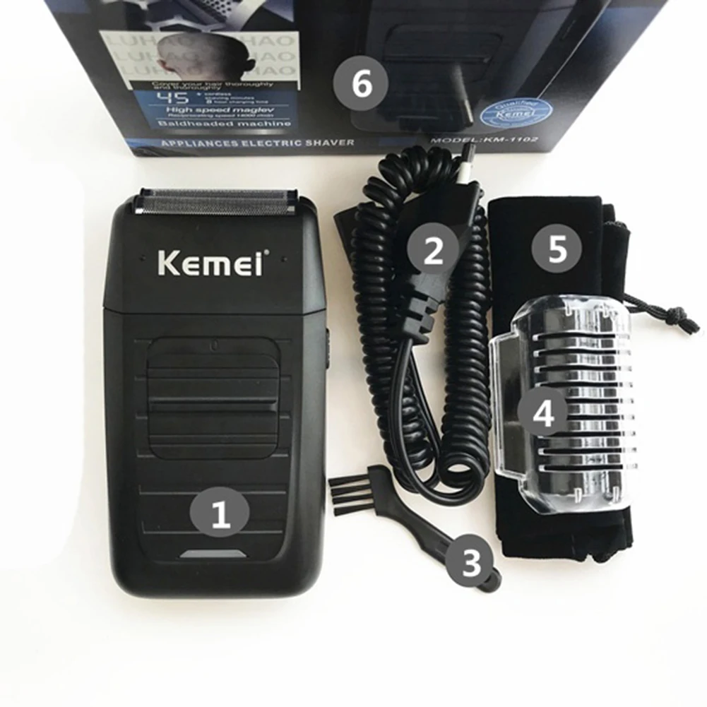 Kemei аккумуляторная электрическая Беспроводная Бритва с двумя лезвиями, возвратно-поступательная Бритва для бороды