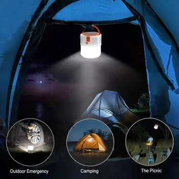 ColorRGB Portable Solar Charging Outdoor Camping Night Market Stall Light Lamp USB Rechargeable LED Bulb Power
