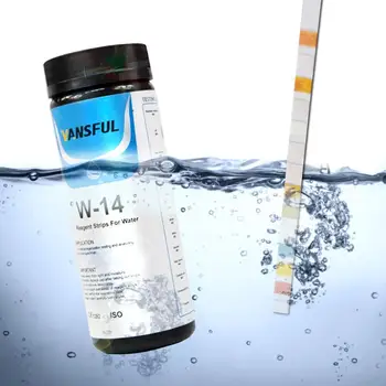 

100PCS Water Quality Test Strip 14 Terms Test Paper Swimming Pool Tub Residual Chlorine PH Value Alkalinity Hardness Test Strip