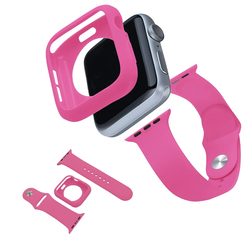 Силиконовый ремешок и защитный чехол из ТПУ для Apple Watch 4 5 3 2 44 мм 40 браслет iWatch series