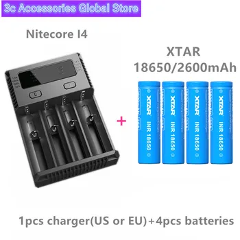

4Pcs Xtar INR 18650 battery 2600mAh 35A Discharge High drain 3.6V battery Rechargeable BATTERY Li-ion Nitecore XTAR VC4 charger