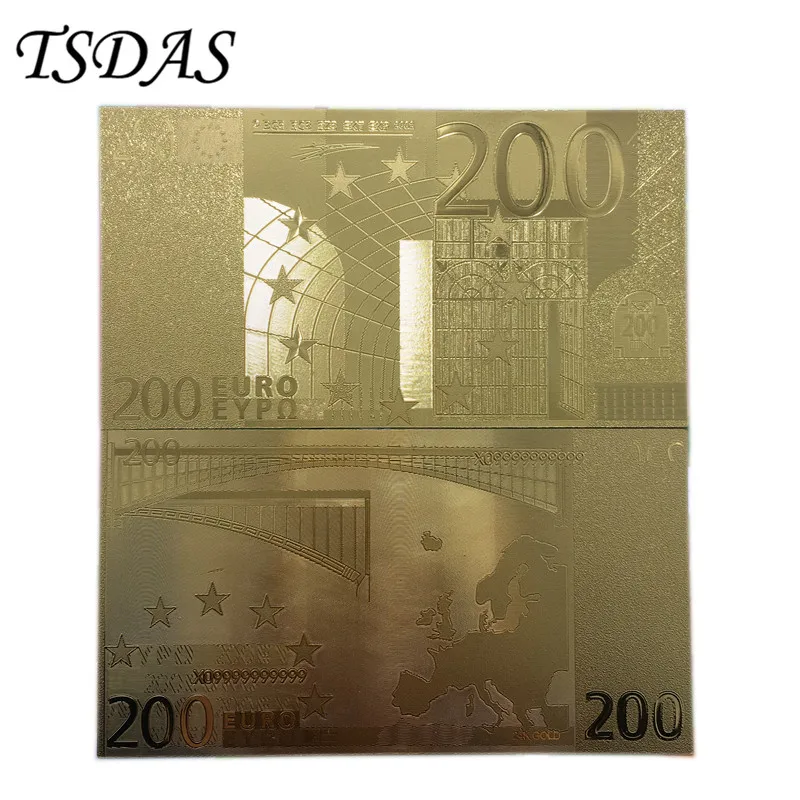 Красочные евро Золотая фольга банкноты 10 шт./лот 5 Евро коллекция банкнот творческие подарки - Цвет: 200 Euro
